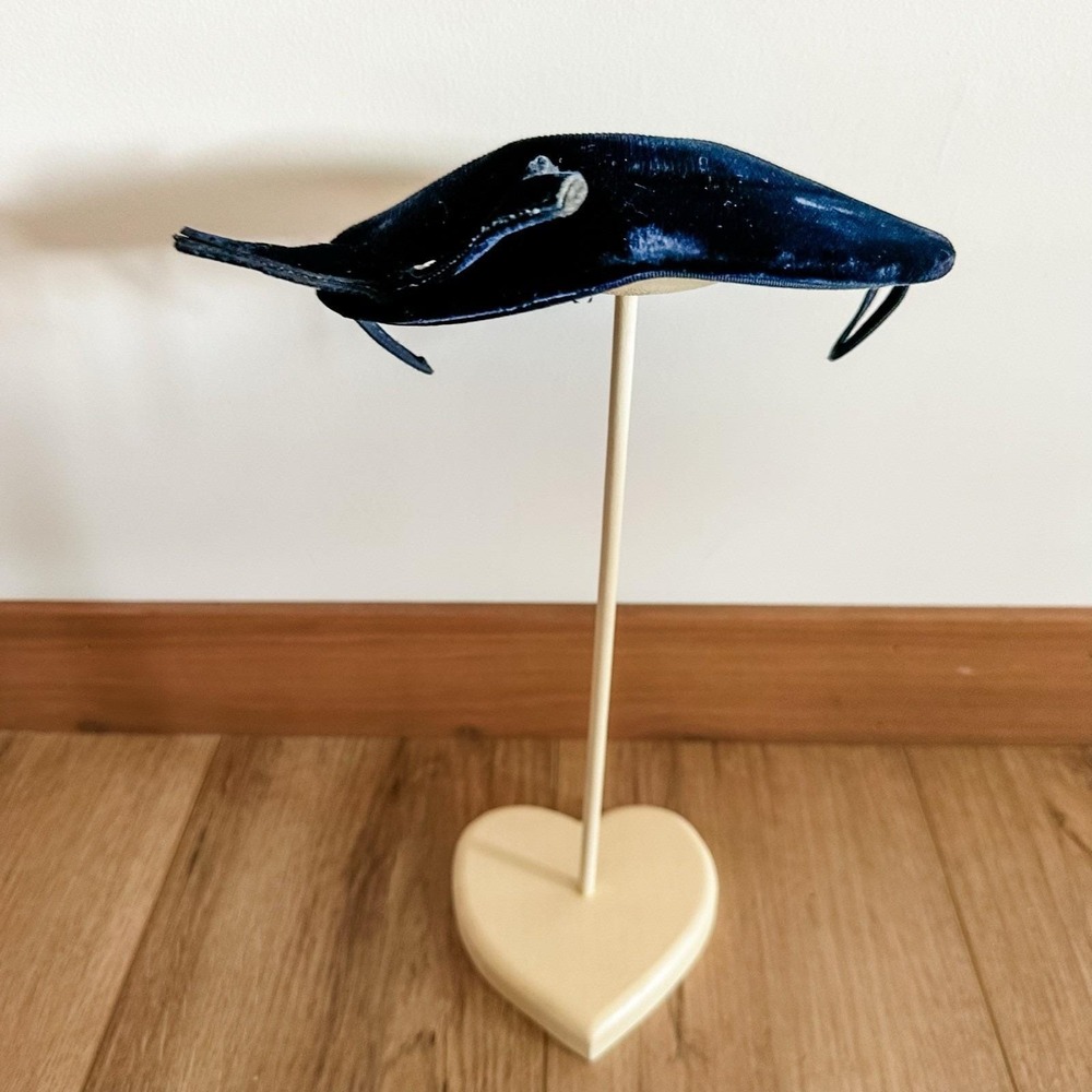 VTG‎ 50's Women's Blue Velvet Hat Fascinator Hair Piece Bow Funeral Wedding